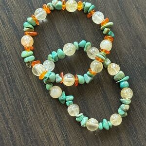Turquoise and Citrine Beaded Bracelet Set